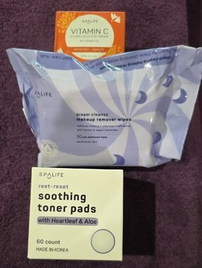SPALIFE Toner Pads, Eye Cream Retinol Makeup Wipes Bundle